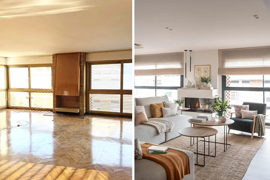 Antes y después salón